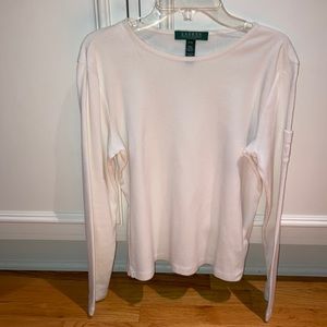 Petite cream top. Lauren Ralph Lauren.